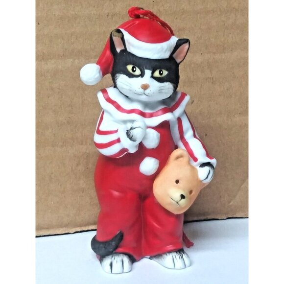 VTG Schmid Gordon Fraser Christmas Ornament 1985 Clown Cat Red white HTF RARE - Picture 1 of 6